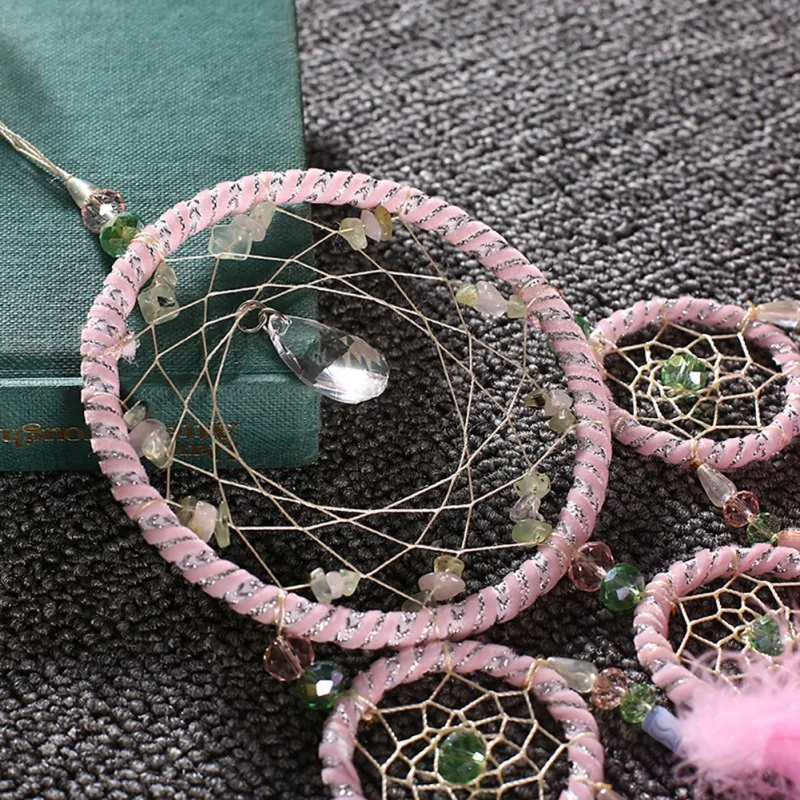 

Handmade Circle Dream Catcher With Feather Wall Hanging Decor Room Craft Ornament Dreamcatcher Christmas Gifts
