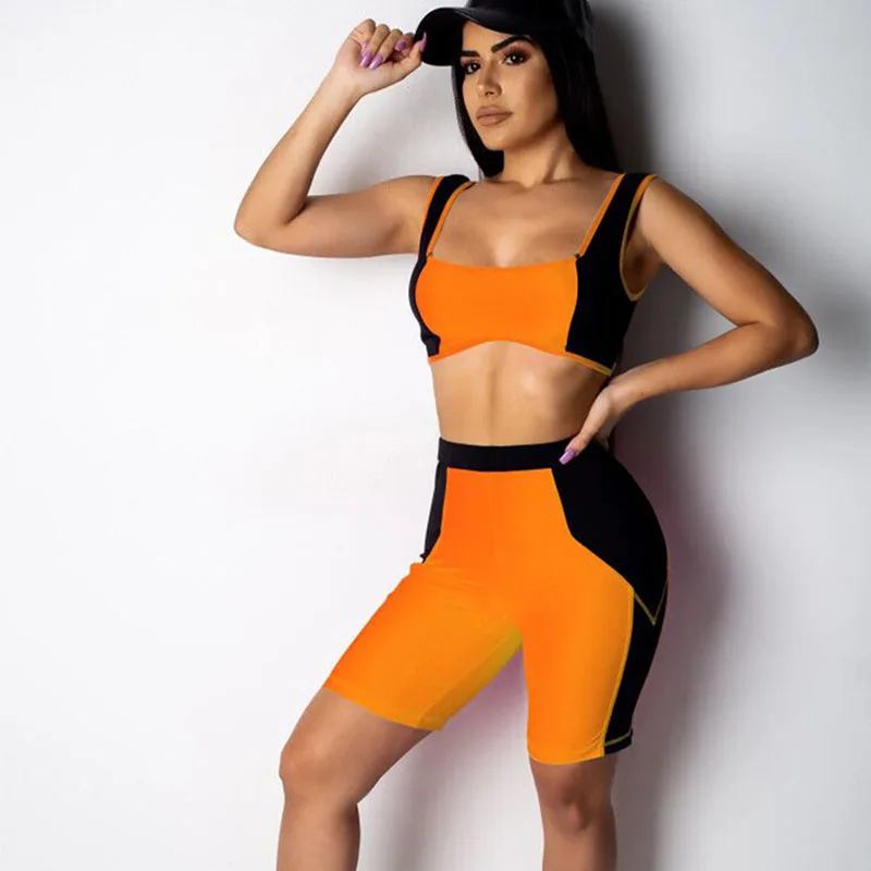 Новый спортивный костюм из двух предметов для фитнеса женский укороченный топ с