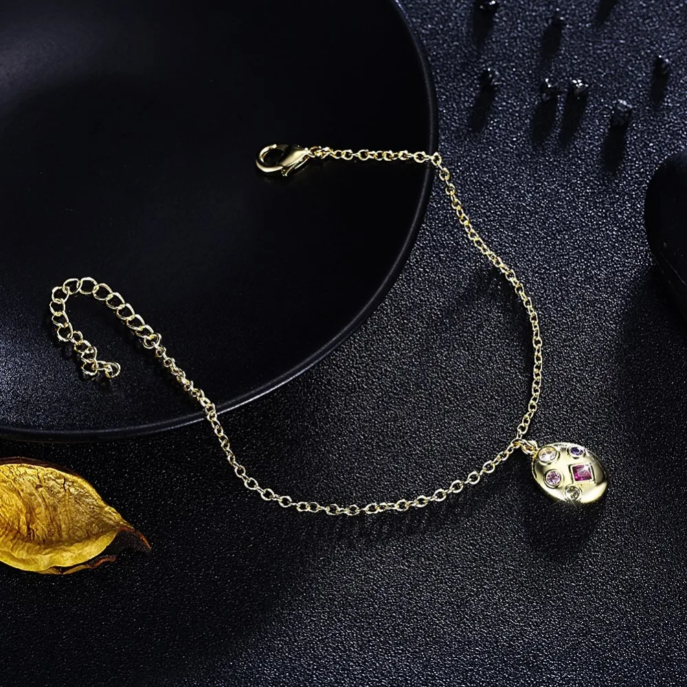 Модный женский браслет с подвеской изысканный Овальный цветной цирконами