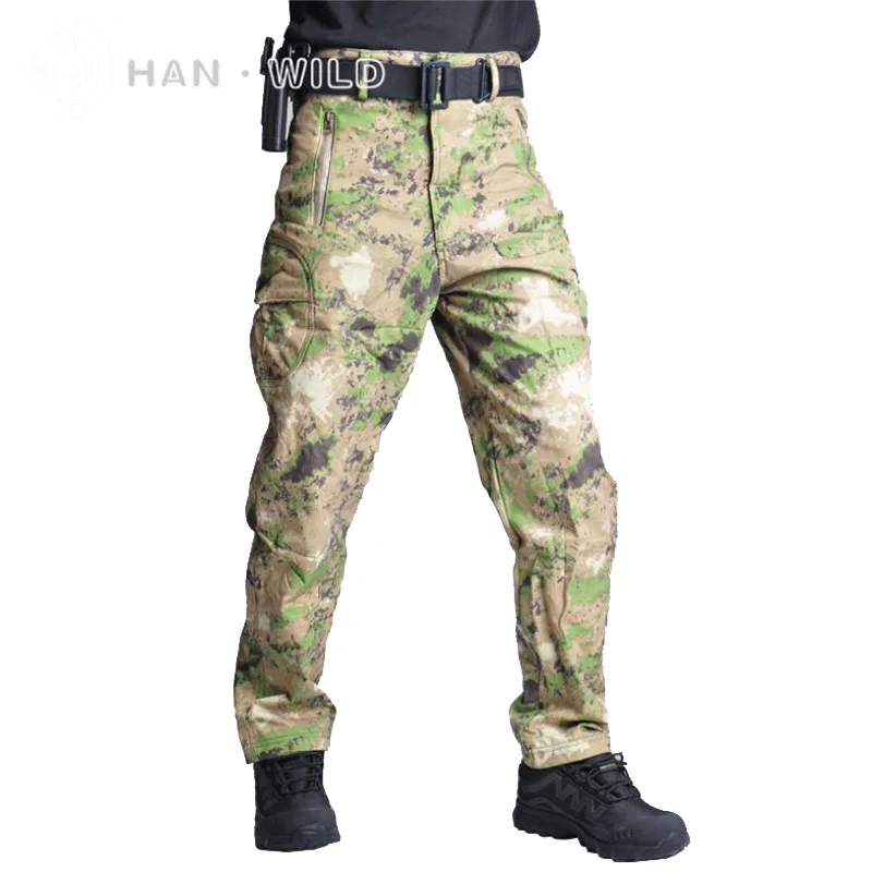 Green Camouflage Горячая Распродажа уличные военные тактические флисовые брюки камуфляжные треккинговые альпинистские охотничьи спортивные брюки для походов кемпинга - Цвет: Green Camouflage
