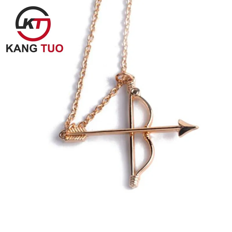 Модное ожерелье с кулоном в виде лука и стрелы позолоченные ювелирные изделия из
