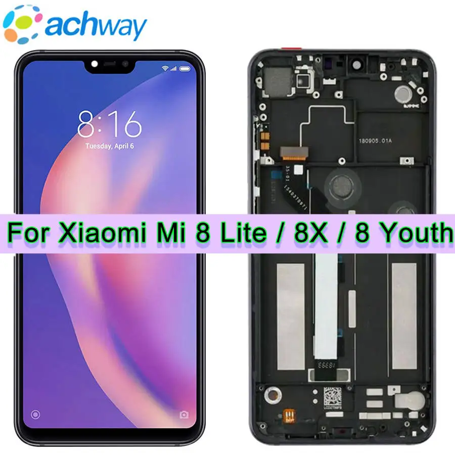 

ЖК-дисплей для Xiaomi Mi8 Lite с сенсорным экраном и дигитайзером в сборе для Xiaomi Mi8 Lite LCD 8 Youth 8X Mi 8 Lite, сменный ЖК-экран