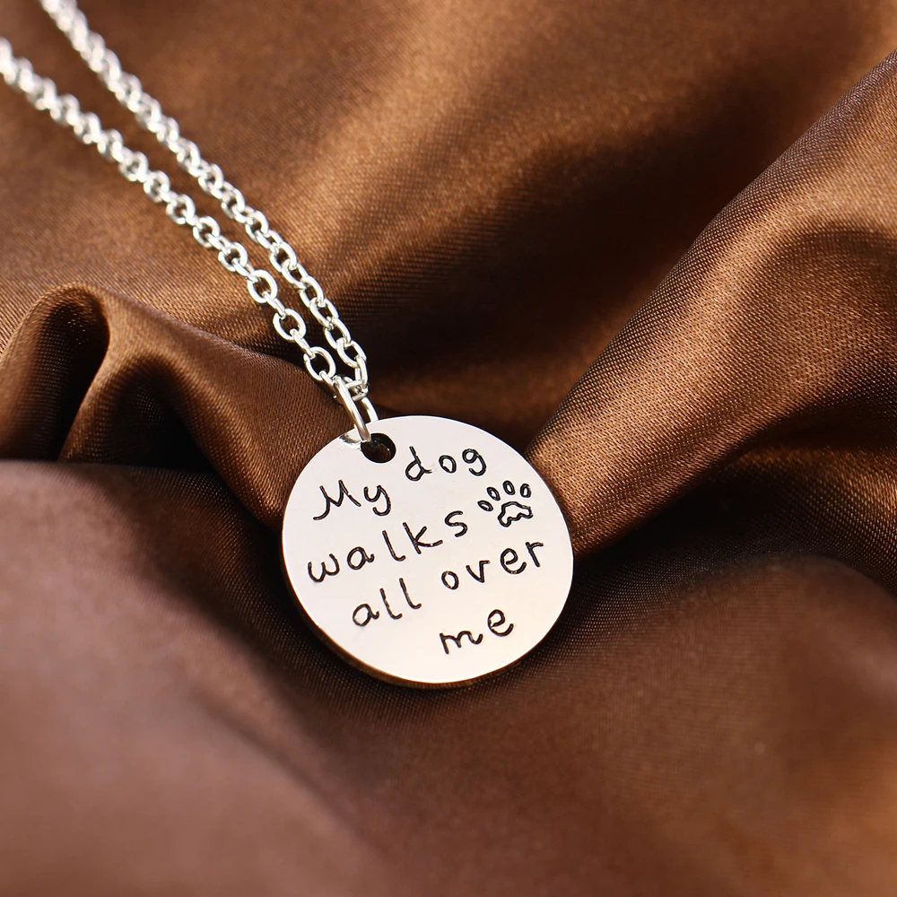 Цепочка с подвеской Моя собака ходит по мне модное ожерелье принтом лапы собаки