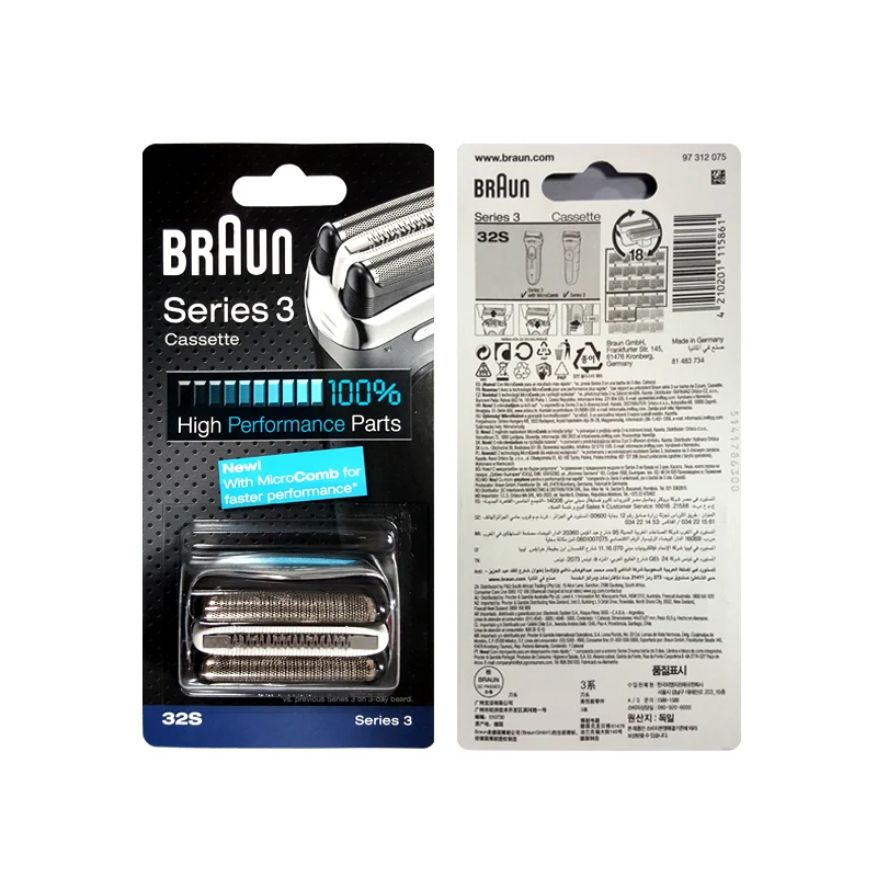 Бритва для бритвы Braun 32S Series 3 Сменная головка фолиевой резки с микрорасческой (320