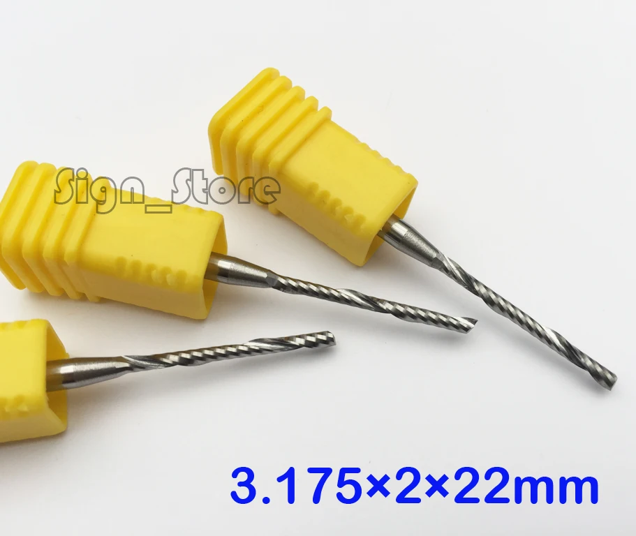 

5pcs 1/8'' HQ Single flute Aluminum Copper Wood Acrylic CNC router Cutting bits 3.175 x2mm x 22mm
