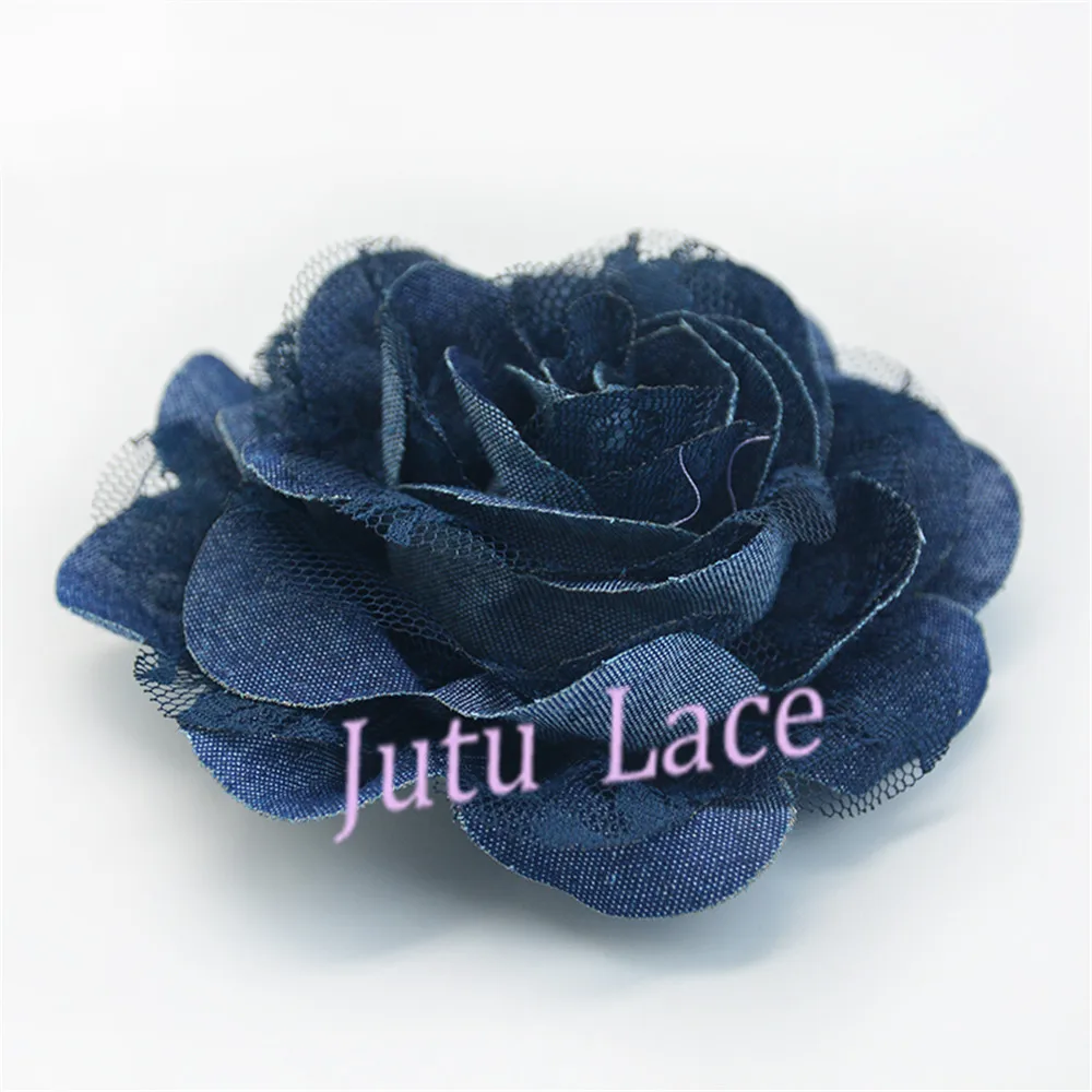 Аксессуары для волос ручной работы цветок из шифона роза джинсовая ткань