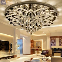led modern stainless steel crystal round rgb dimmable lamparas de techo ceiling lights led ceiling light ceiling lamp for foyer