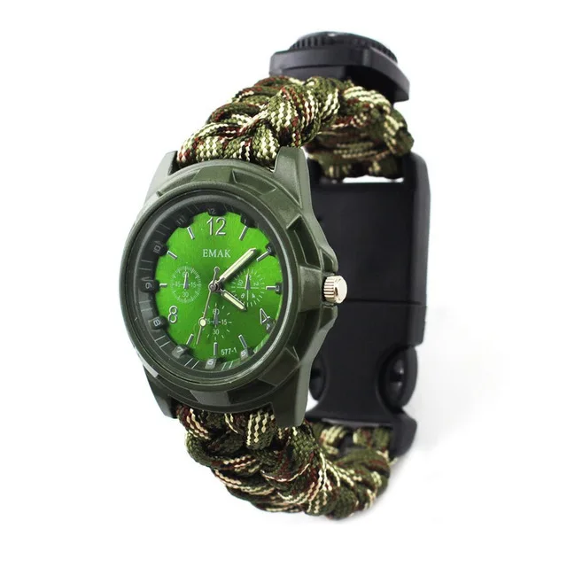 Camo Watch Походные инструменты для отдыха на природе часы для выживания компас термометр спасательный канат Паракорд Браслет Оборудование Инструменты Наборы - Цвет: Camo Watch