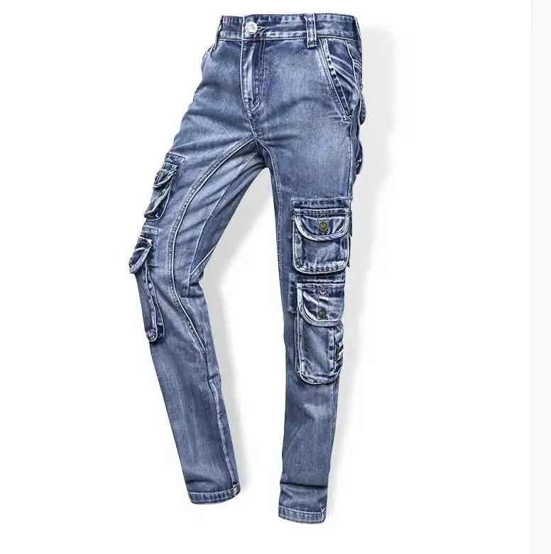 Мужской джинсовый комбинезон с множеством карманов|male jeans trousers|jeans jeansslim straight |