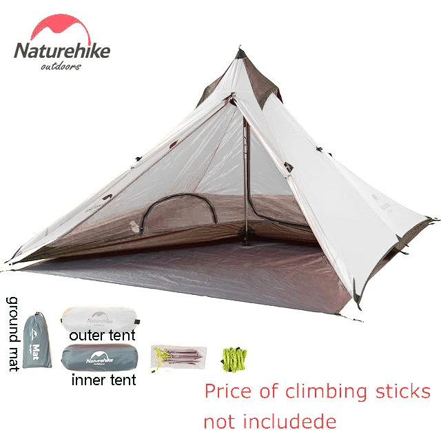 set of tent no stick Naturehike 1 человек брезент палатка одного человека 20D силиконовый нейлон Сверхлегкий туристический Кемпинг Пирамида Открытый палатки вигвам - Цвет: set of tent no stick