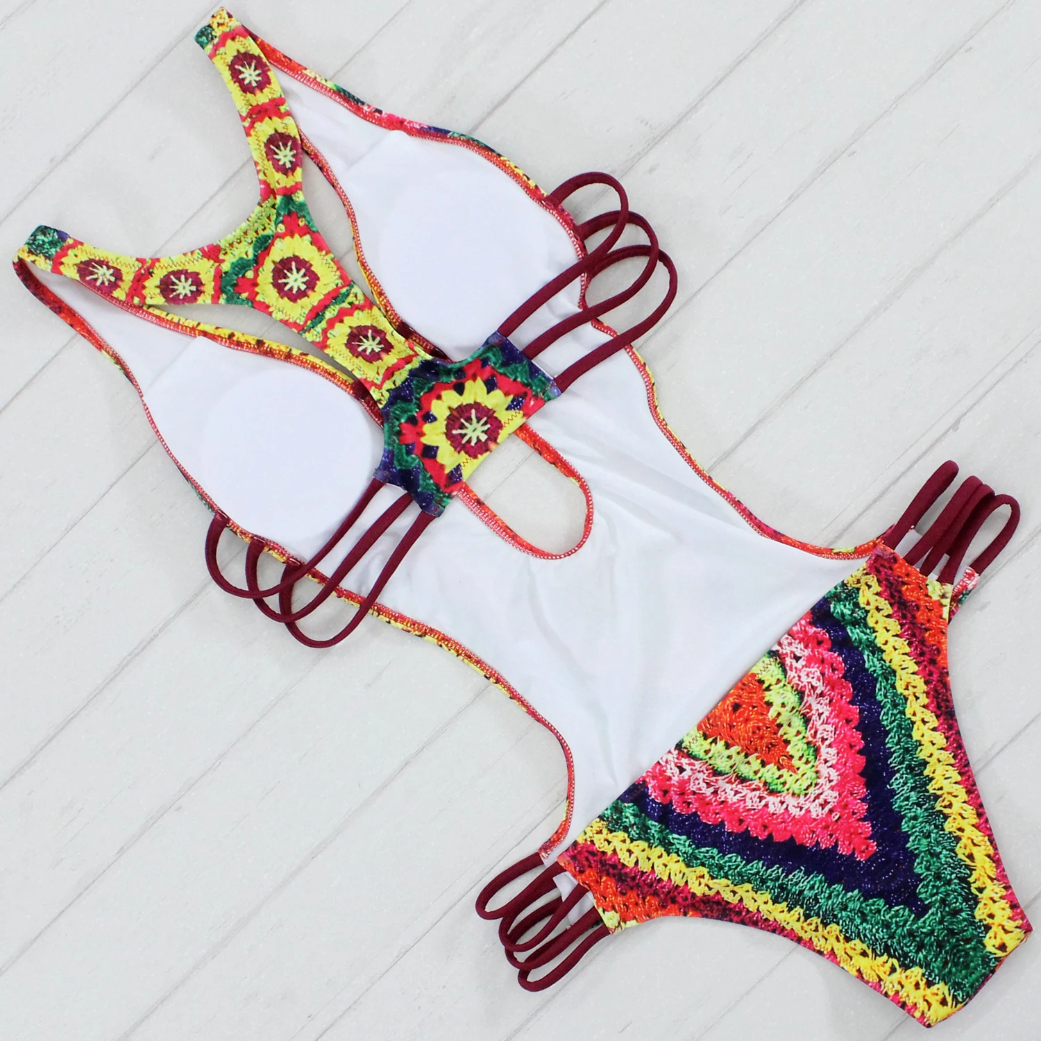 Женский сплошной купальник с эффектом пуш-ап винтажным принтом | Спорт и