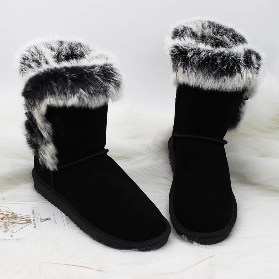 MIYAGINA/женские зимние ботинки из натуральной кроличьей кожи 100% г. женские воловьей