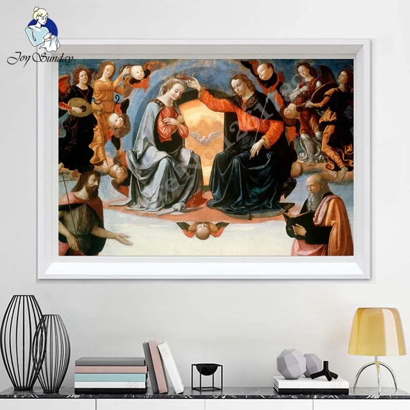 JOY SUNDAY вышивка DIY11CT 14CT алмазная живопись религиозная картина круглая Алмазная мозаика Набор для вышивки крестом Рукоделие 9
