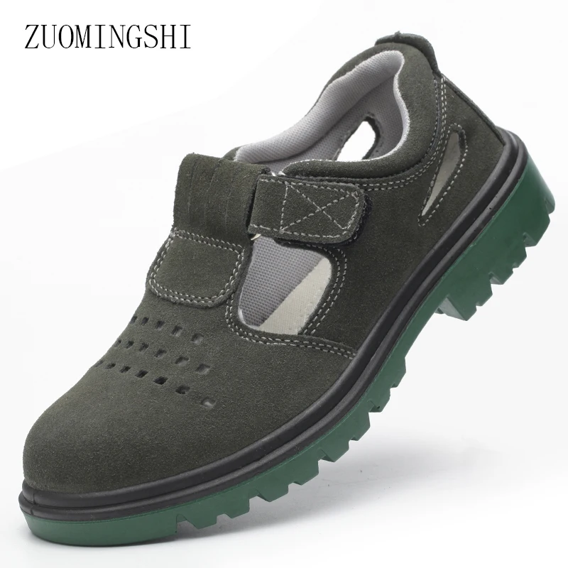 2018 новая кожаная защитная обувь Мужские дышащие защитные ботинки летние со