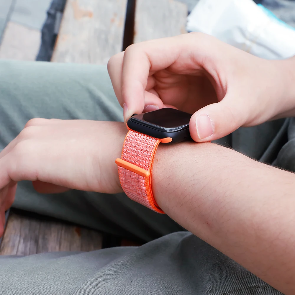 Ремешок для наручных часов Apple Watch Series 5 4 40 мм 44 браслет нейлоновый Браслет спортивный бесшовный ремешок для iwatch серии 3/2/1 38 мм 42 мм аксессуары