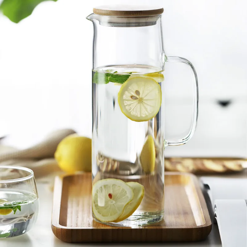 Стеклянный кувшин для воды объемом 1000 мл чайник большой емкости термостойкий