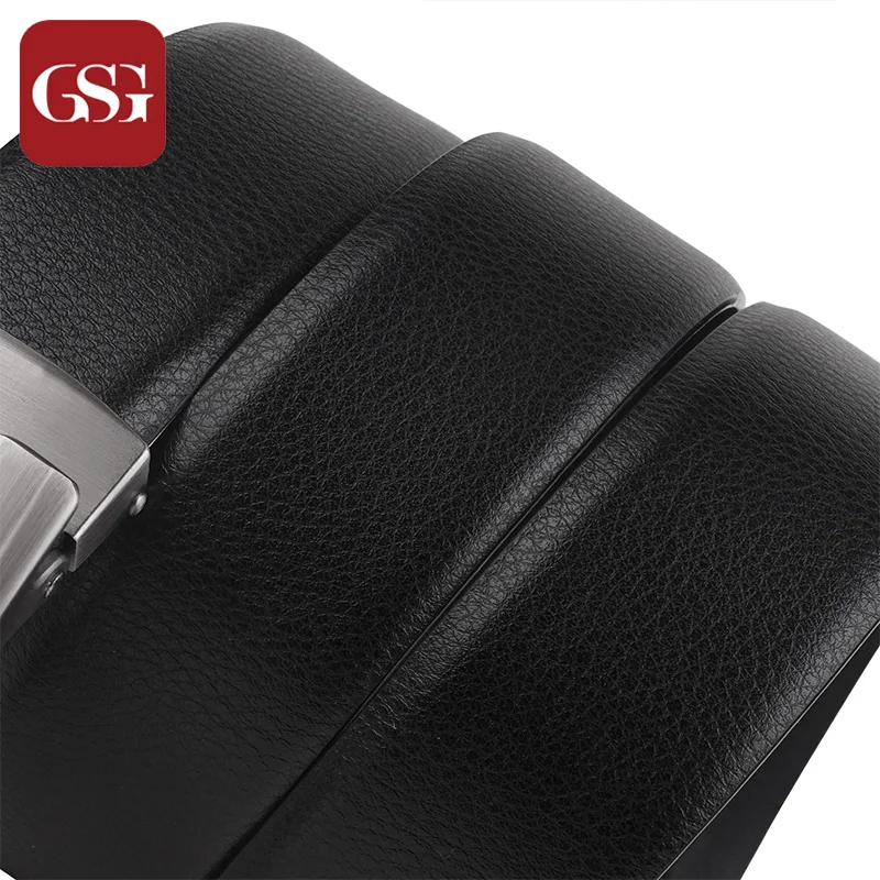 

GSG Top Cowhide Leather Belts Mens Automatical Buckle U Ratchet Fashion Males Jeans Wide Belts Casual Black 110 115 120cm