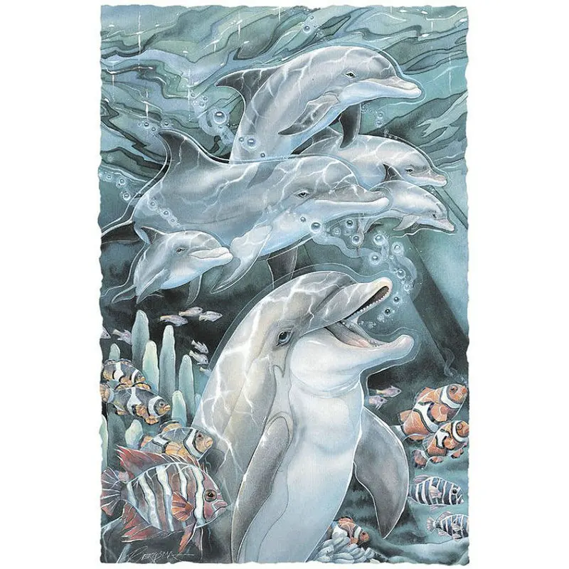 

Full square drill resin Diamond embroidery dolphin 5d diy diamond painting cross stitch picture rhinestone mosaic home decor