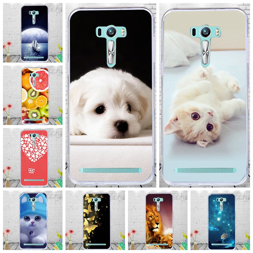 J&ampR Lovely Cat Cover For Asus Zenfone Selfie ZD551kl 5.5'' Soft TPU Case Cartoon Animals ZD 551KL ZD550KL Cases |