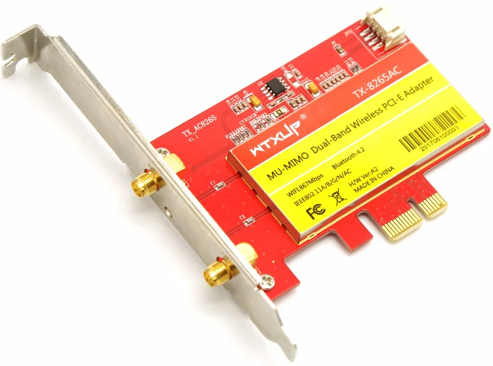 867 Мбит/с 300 МБ/с 2 4G 802.11ac Wireless-AC 8265 PCI E настольный Wi-Fi адаптер + Bluetooth 4 для
