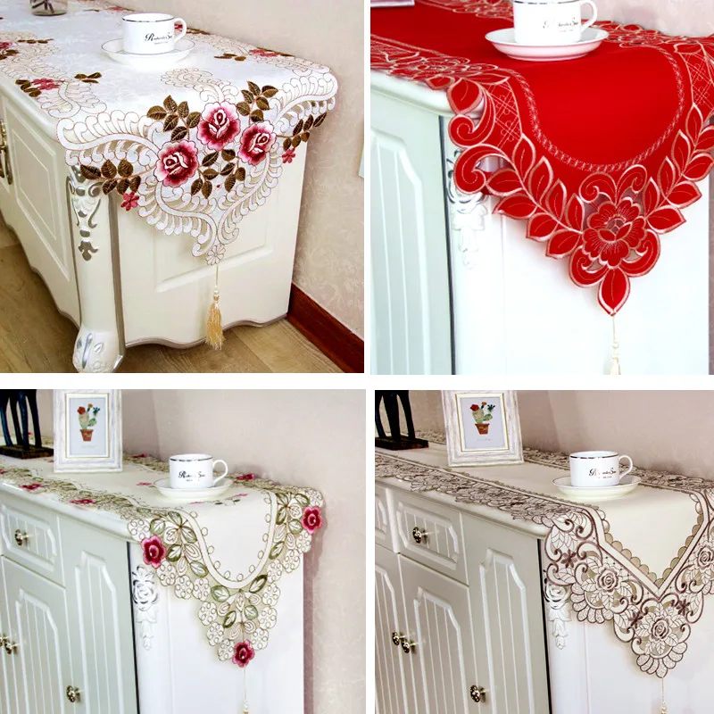 

High Quality Hollow Jacquard Table Runner Tablecloth Cabinet Dresser Shoebox Cover Cloth Table Flag Bedside Towel Bed Flag D