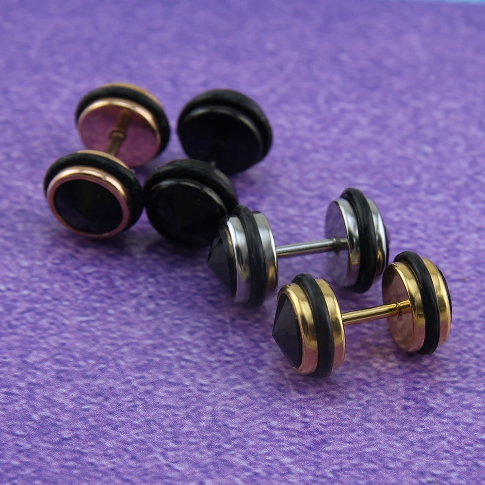 1 пара красочный дизайн поддельные plug пирсинг украшения хирургической стали ear