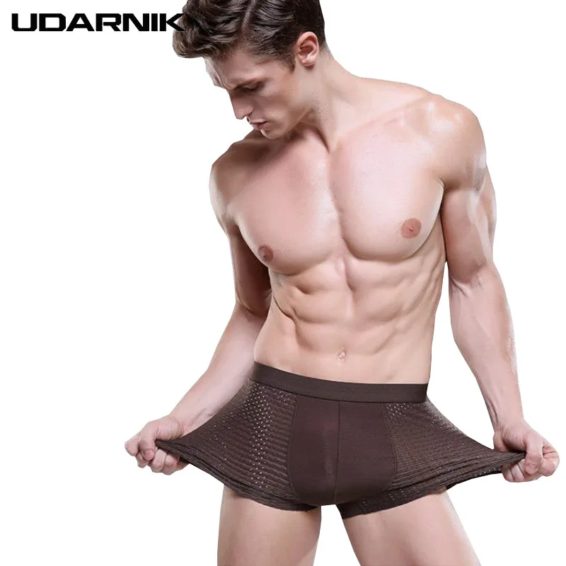 1 шт. Мужские дышащие трусы боксеры из вискозы со средней посадкой|Мужские