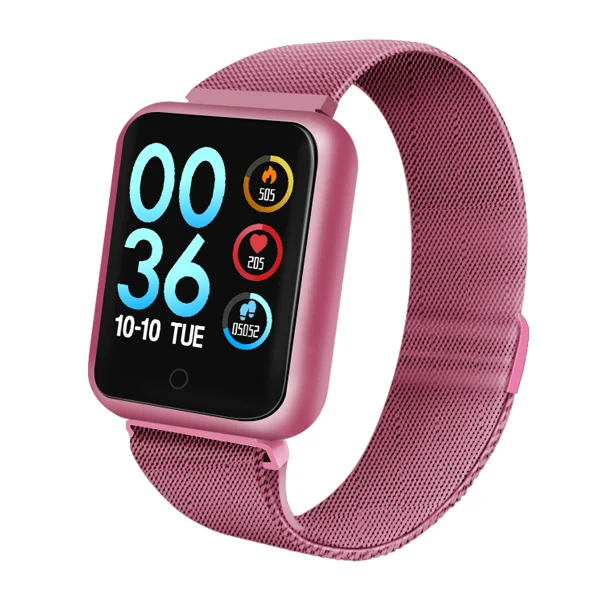 Steel-Pink Спортивные IP68 Смарт-часы P68 фитнес-браслет трекер активности пульсометр кровяное давление для ios Android для женщин и мужчин - Цвет: Steel-Pink
