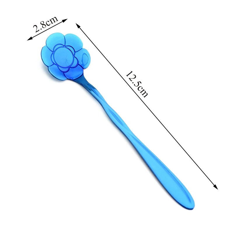 8 шт./компл. кофейная ложка из нержавеющей стали в форме цветка Радужный цвет