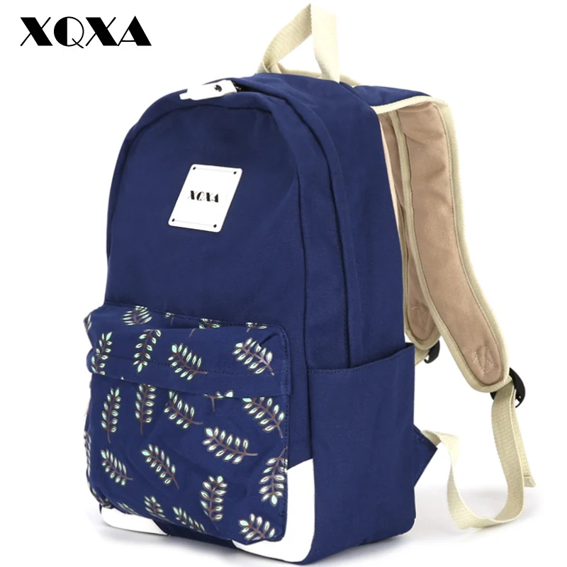 XQXA модные школьные сумки для девочек подростков милый Лист Печать холст женский