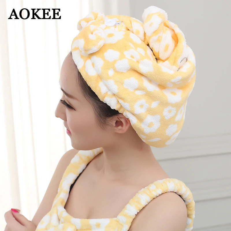 Aokee Полотенца для волос сушки тюрбан из микроволокна Обёрточная бумага шляпа