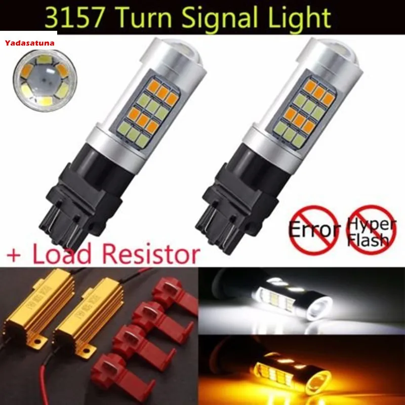 

2X Canbus 3157 Super Bright 980Lums White/Amber Switchback 2835 42-SMD LED Bulbs For Turn Signal Light With Load Resistors