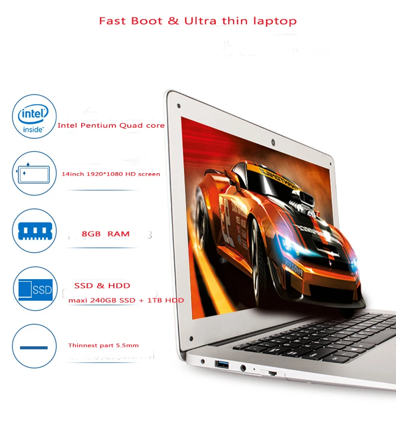 1" Pentium N3520 четырехъядерный ноутбук 8 ГБ ОЗУ 1 ТБ HDD+ 240 ГБ SSD Windows 7/WIN10/Linux ультрабук ноутбук