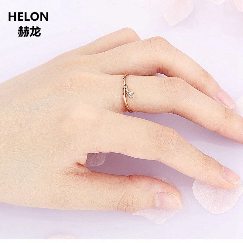 

Solid 14k Rose Gold Natural Diamonds Women Engagement Ring Wedding Band Party Fine Jewelry Trendy Stars