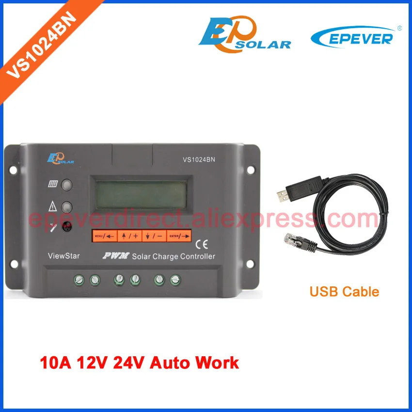 EP Solar charging controller PWM series 10A 10amps EPEVER VS1024BN 12В 24В работает с usb кабелем связи|solar charge