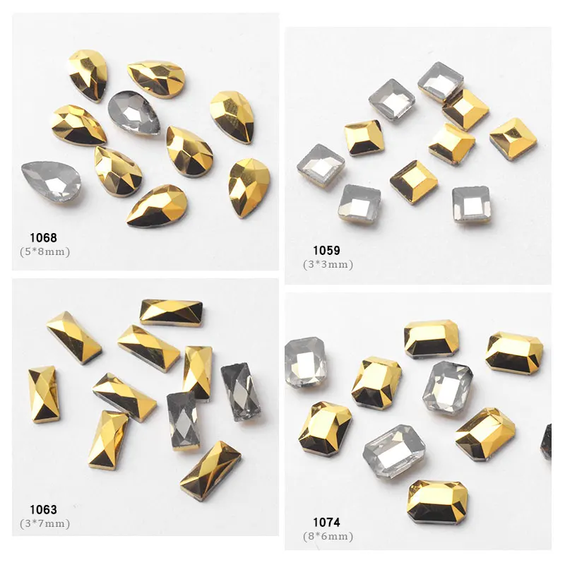 10 шт. капли воды Стразы для ногтей камни стразы из минерального золота 3D плоская