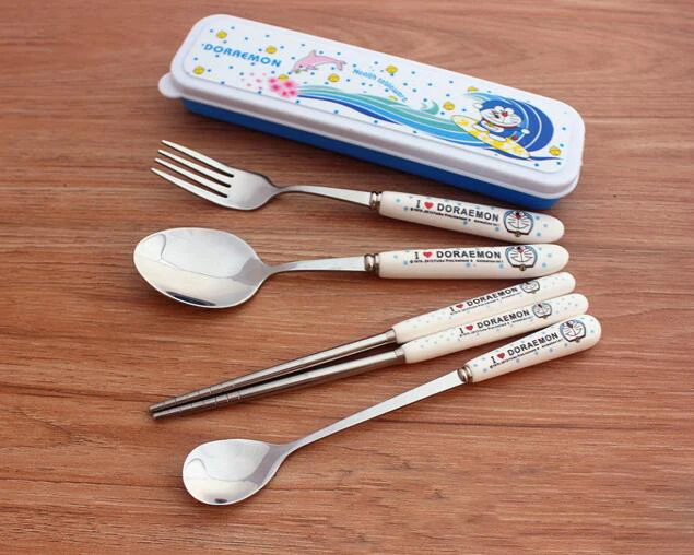 4 в 1 набор керамической посуды из нержавеющей стали с рисунком дораэмона | Дом и