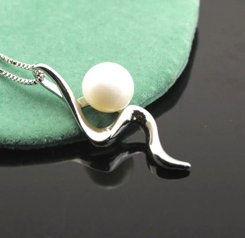 WQQCR 100% 925 Sterling Silver colorShell Pearl Wave Chain Long Pendant Necklaces Wedding Jewelry Necklace Accessories | Украшения и