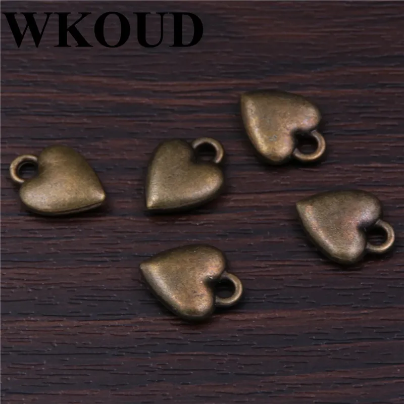 

WKOUD 40pcs Ancient bronze love charm series necklace earrings bracelet heart-shaped alloy pendant A264