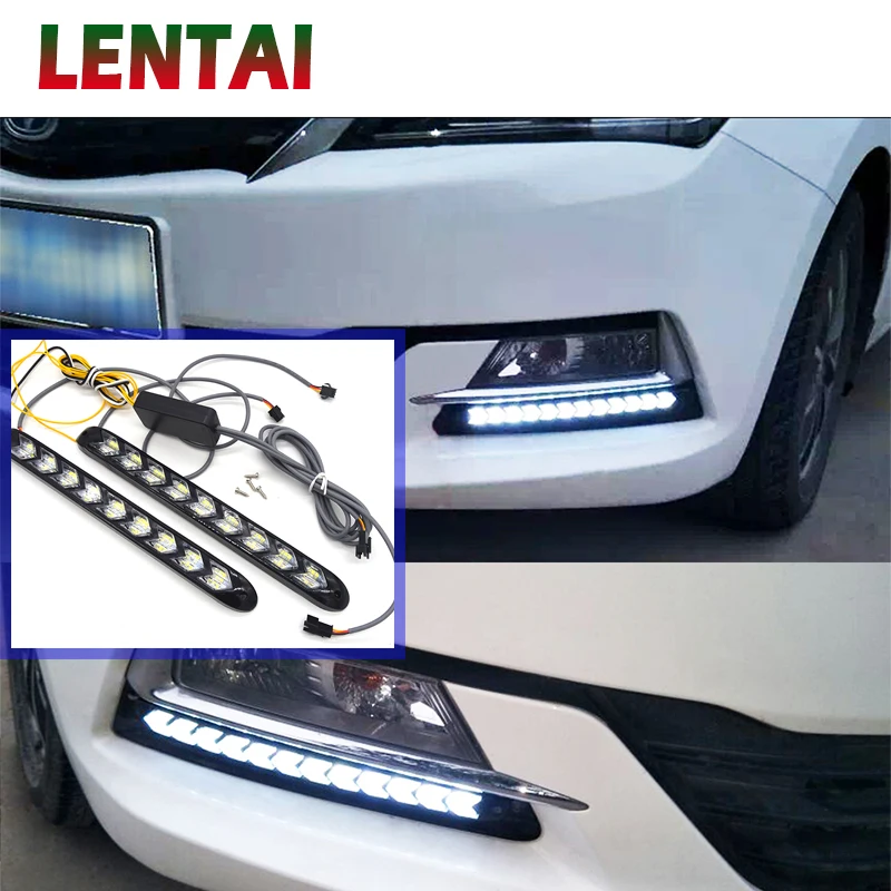LENTAI 1 набор Автомобильный светодиодный DRL Противотуманные светильник