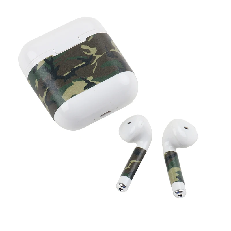 Стикер с черепом в стиле хип-хоп-граффити для аксессуаров Apple AirPods, чехол для AirPods с котиком-аниме и военной камуфляжной расцветкой.