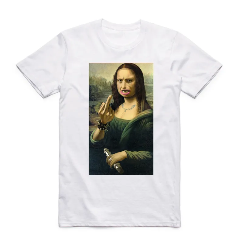 Футболка унисекс с коротким рукавом круглым вырезом и принтом Моны Лизы|fashion t