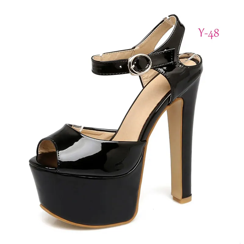Y48 black Lasyarrow женские босоножки-гладиаторы на платформе пикантные туфли на высоком каблуке Женская мода 16 см каблуки плюс Размеры 30-48 Sandalia FemininaRM035 - Цвет: Y48 black
