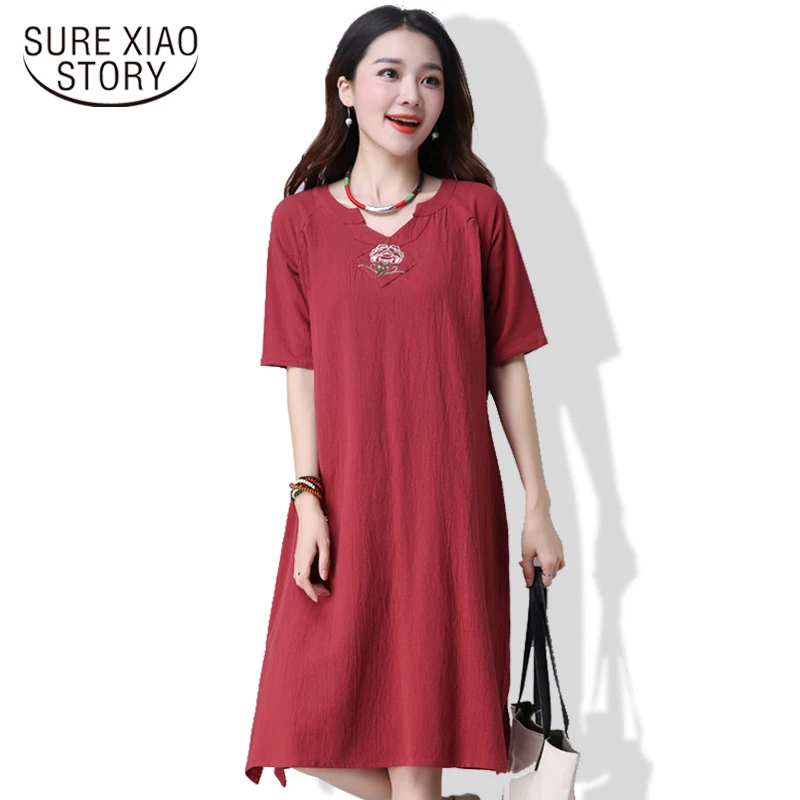 поступление Новое 2019 летние модные женские однотонные платья с коротким рукавом
