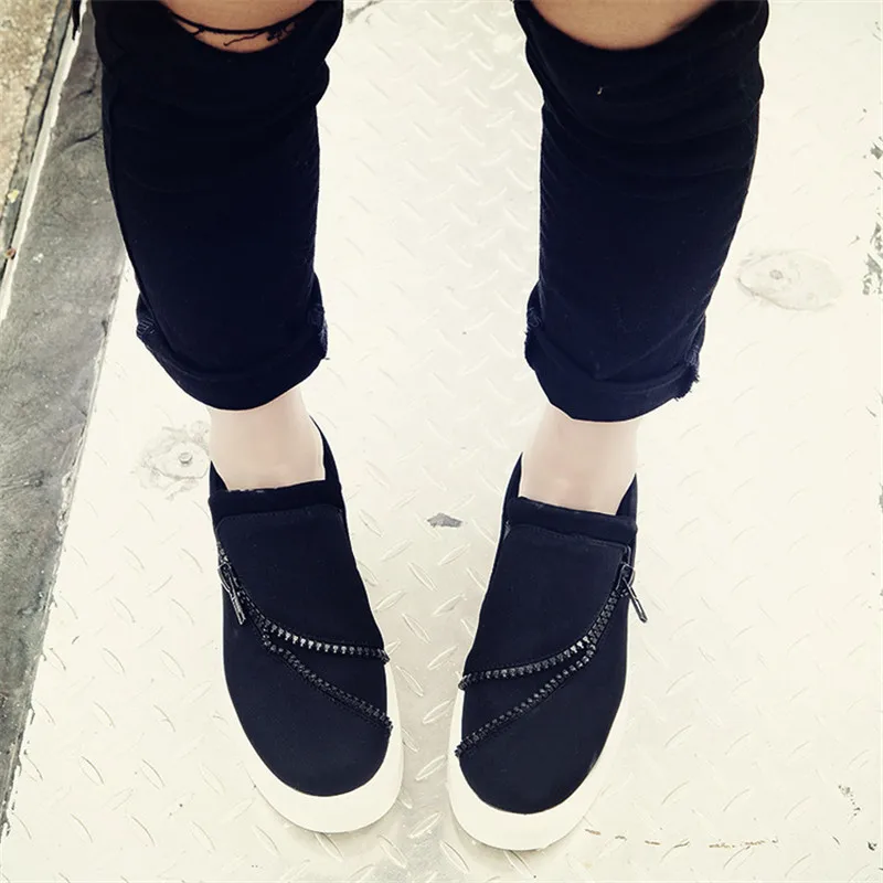 HEE GRAND Квартир Женщин 2017 Мода Размер Молния Дизайн Скольжения на Creppers Весна