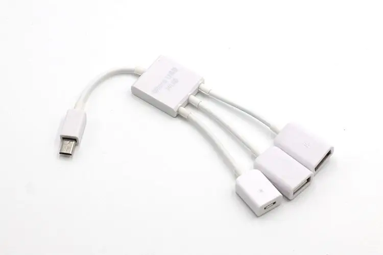 3 в 1 Многофункциональный двойной микро USB хост OTG концентратор адаптер кабель