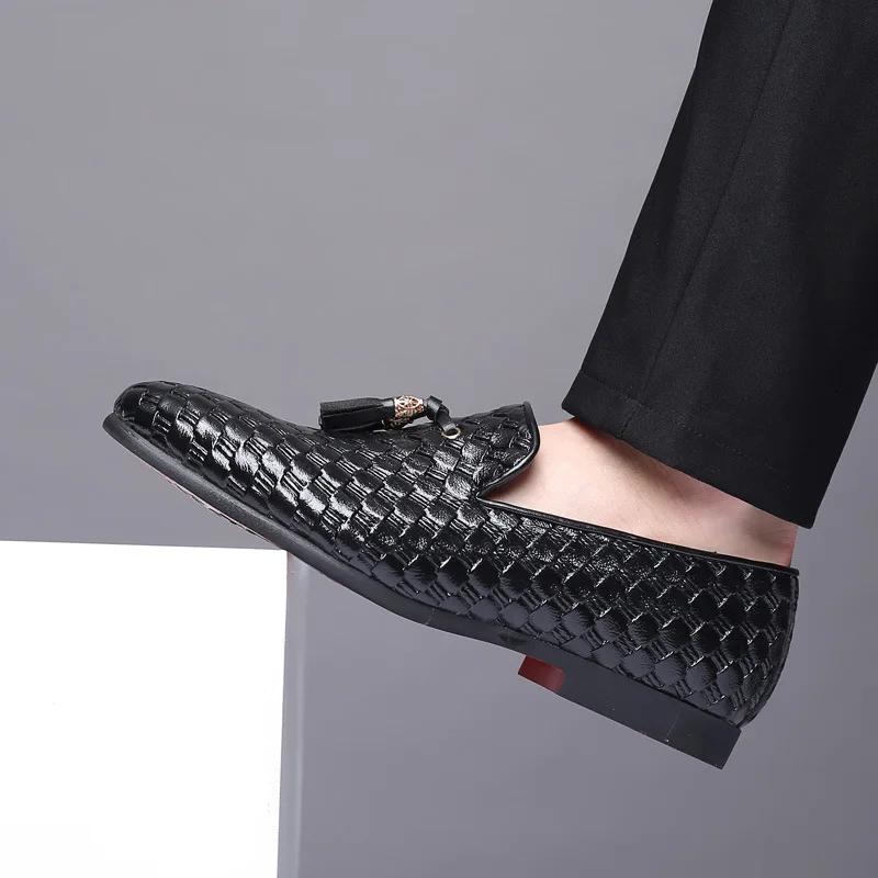 Top Fashion Men Tassel Leather Loafers Black Blue New Summer Breathable Slip On Moccasins Flats Plus Size Elegant Shoes | Обувь