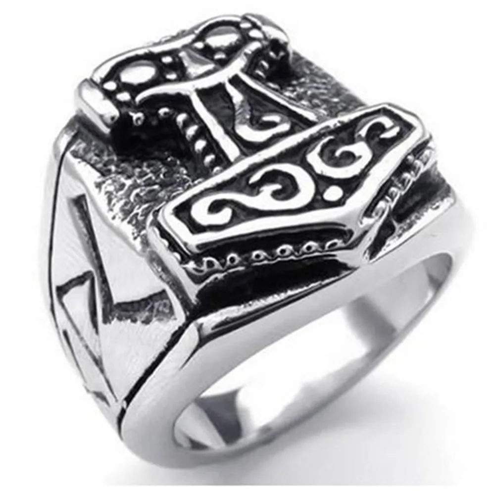 Крутое мужское ювелирное изделие Кольцо молот Тора викинга | Украшения и