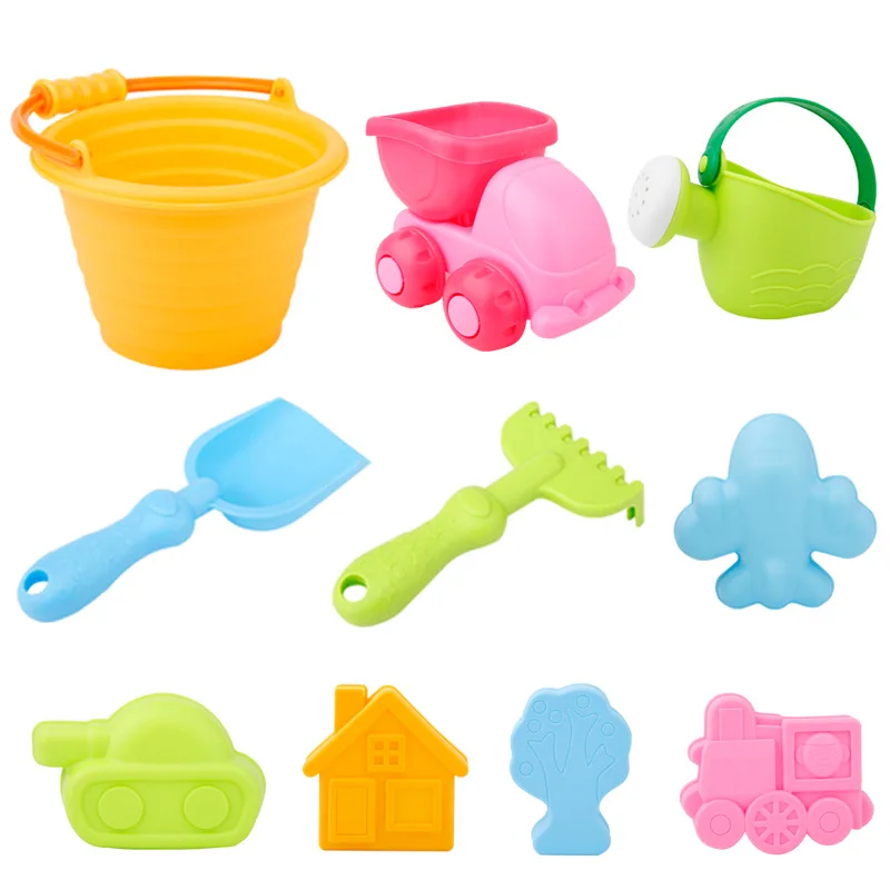 Детские мягкие силиконовые пляжные игрушки песочница песок поезд/Танк набор