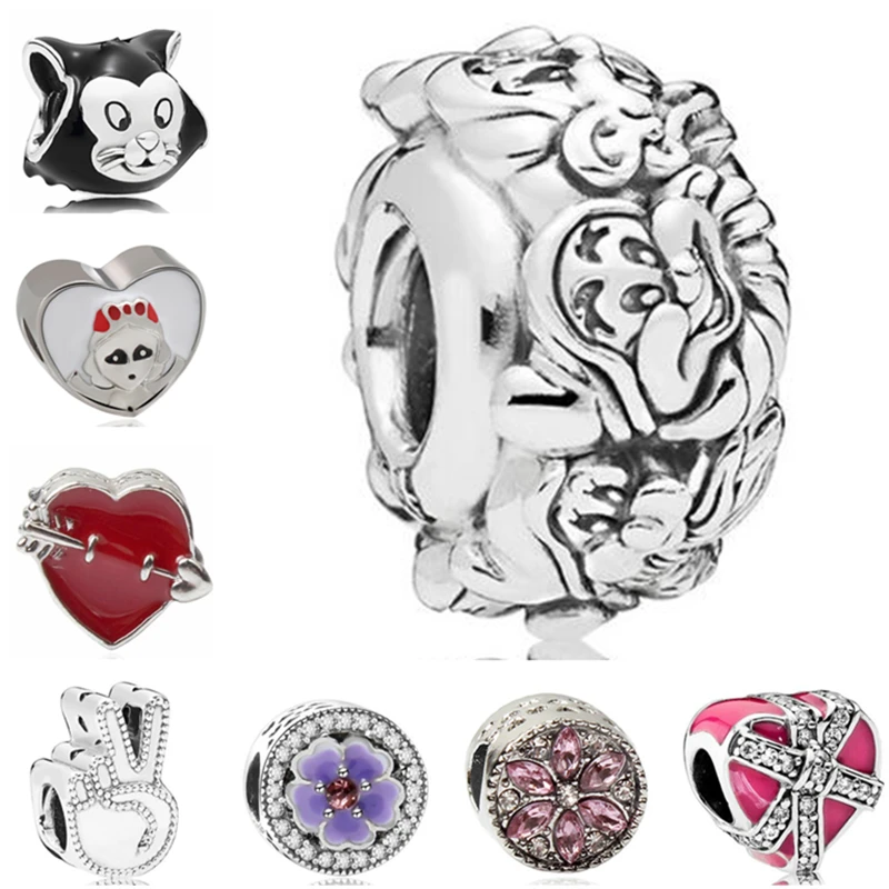 

Btuamb Luxurious Crystal Flower Love Heart Simulated Pearl Beads Fit Pandora Charm Bracelets Women Making Jewelry Christmas Gift